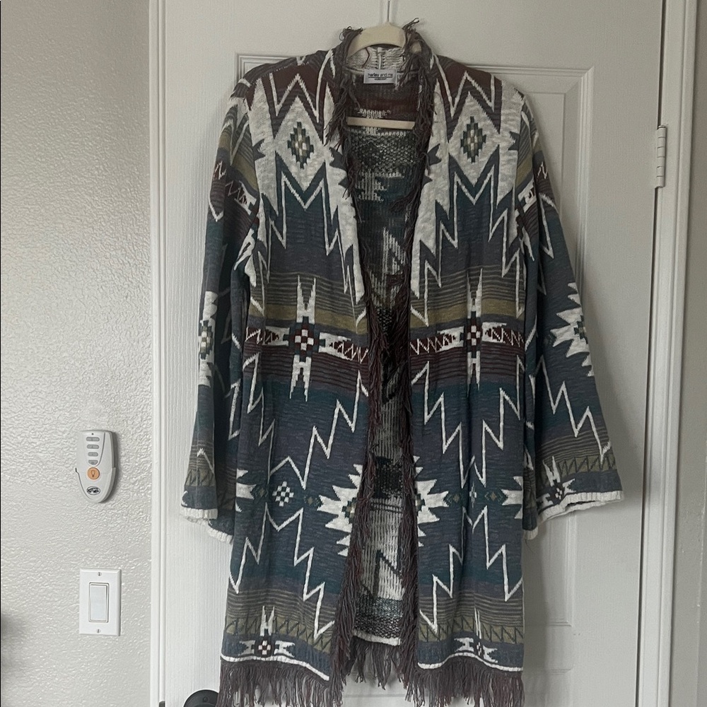 Like New Tribal Patterned Open Front Cardigan size medium